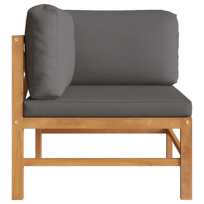 Set Divani Giardino 2 pz Cuscini Grigio Scuro in Legno di Teak