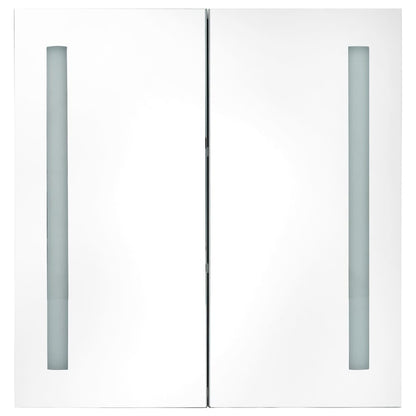Armadietto Bagno con Specchio e LED 60x14x62 cm