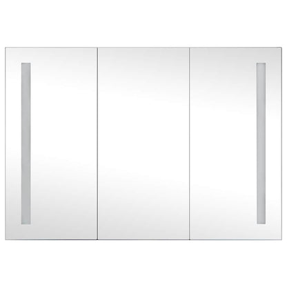 Armadietto Bagno con Specchio e LED 89x14x62 cm