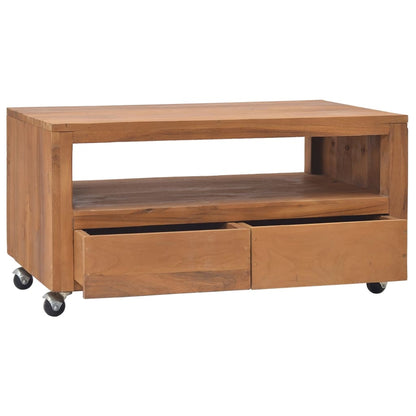 Mobile Porta TV con Ruote 80x50x42 cm in Legno Massello di Teak