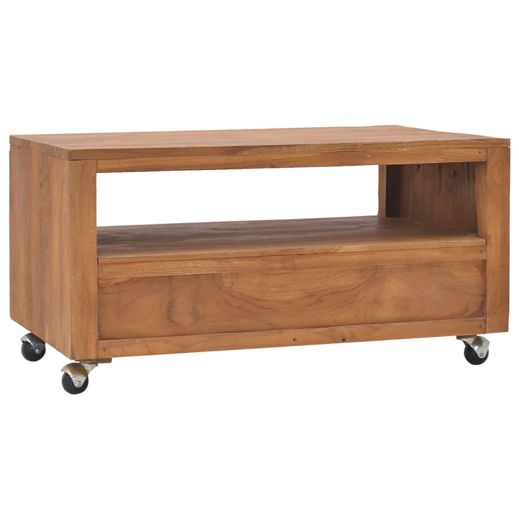 Mobile Porta TV con Ruote 80x50x42 cm in Legno Massello di Teak
