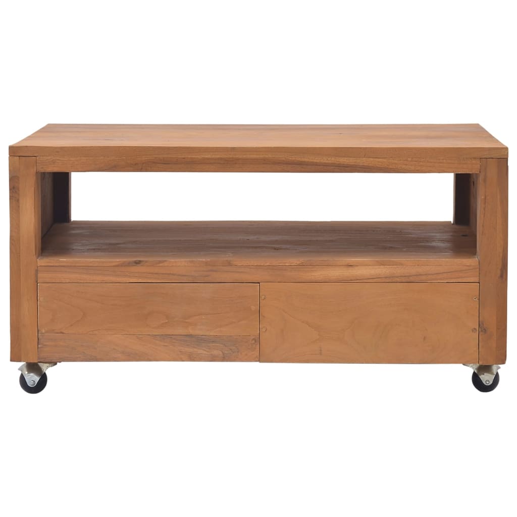 Mobile Porta TV con Ruote 80x50x42 cm in Legno Massello di Teak