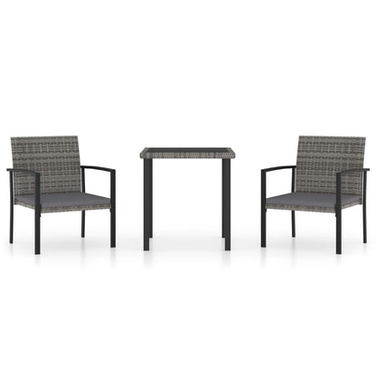 Set da Pranzo da Giardino 3 pz in Polyrattan Grigio