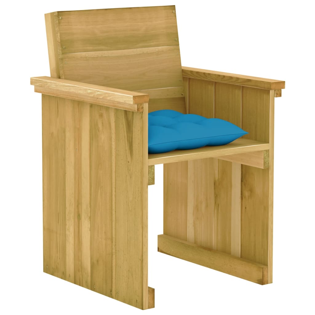 Set Pranzo da Giardino 7pz con Cuscini Legno di Pino Impregnato