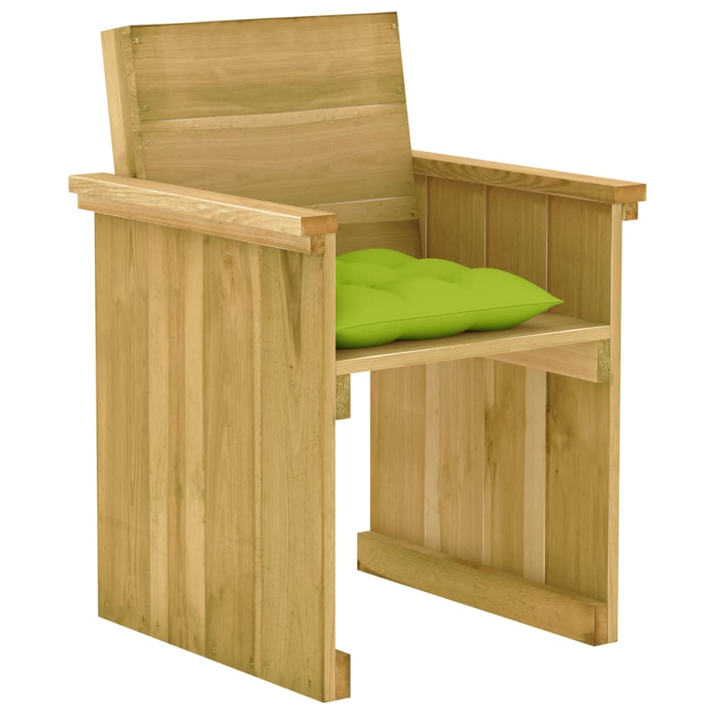 Set Pranzo da Giardino 7pz con Cuscini Legno di Pino Impregnato
