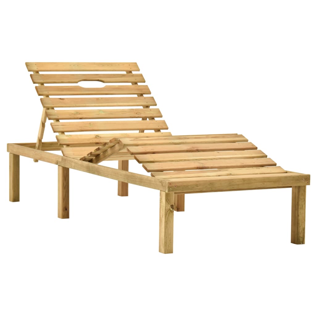 Lettino da Giardino con Cuscino Tartan Grigio Pino Impregnato