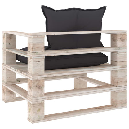 Poltrona da Giardino Pallet con Cuscini Antracite Legno di Pino