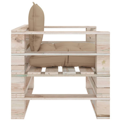 Poltrona da Giardino Pallet con Cuscini Beige in Legno di Pino
