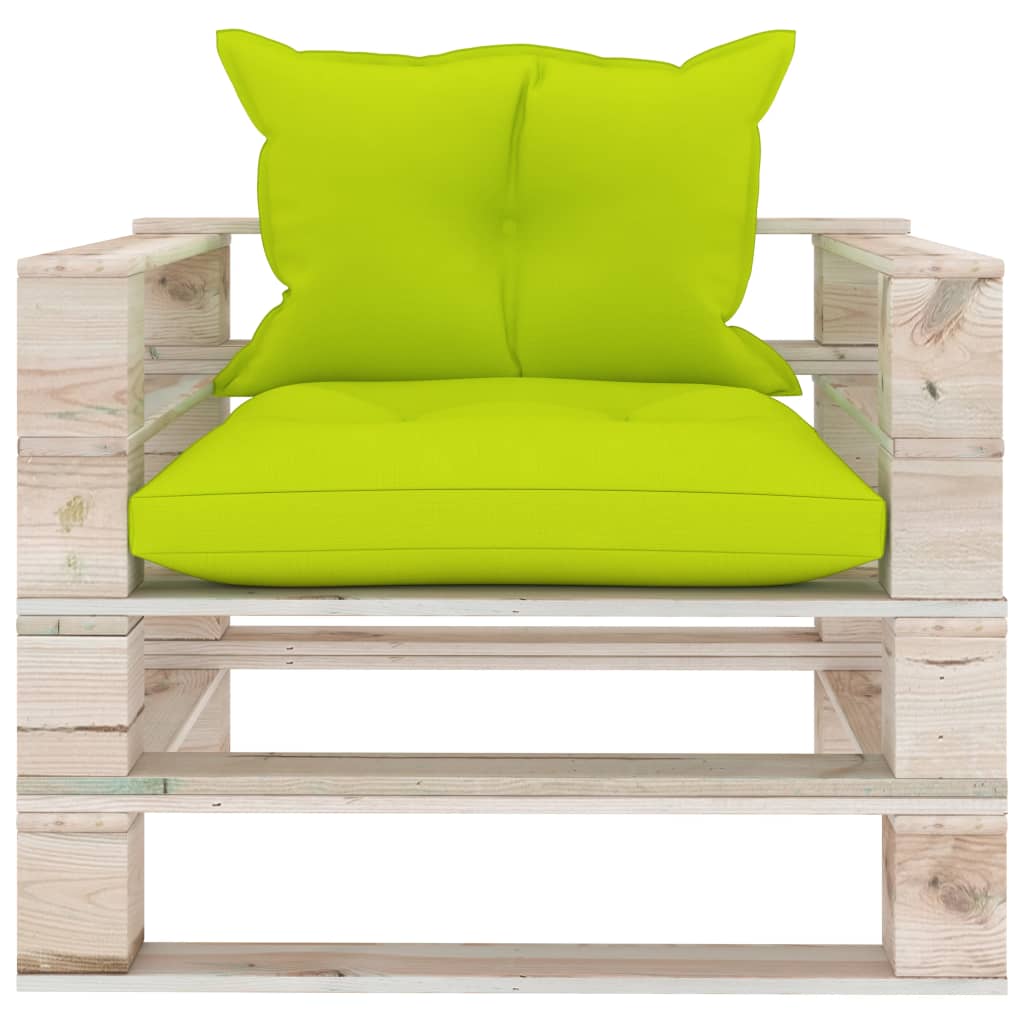 Divano da Giardino Pallet e Cuscini Verde Intenso Legno di Pino
