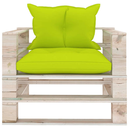 Divano da Giardino Pallet e Cuscini Verde Intenso Legno di Pino