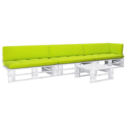 Set Divani in Pallet con Cuscini 4 pz in Pino Impregnato Bianco