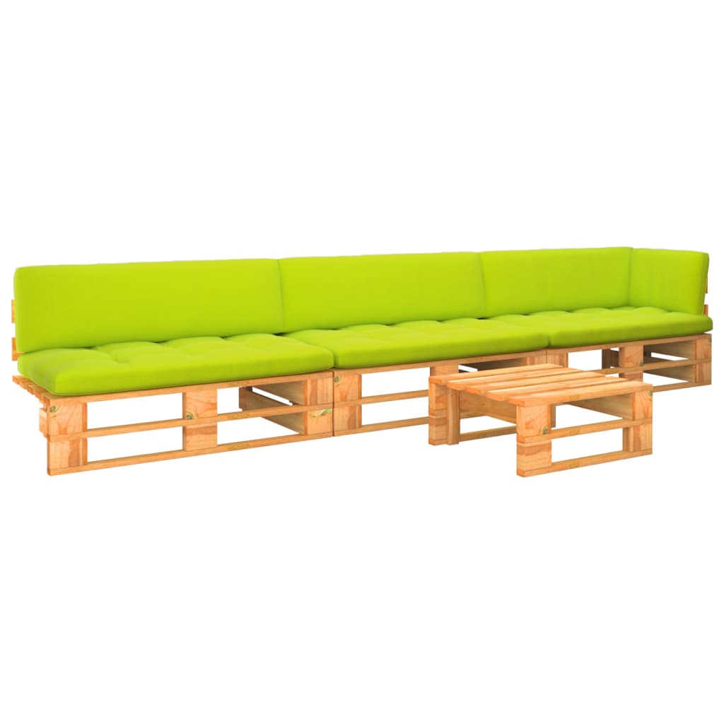 Set Salotto Pallet 4 pz Marrone Ambra Legno di Pino Impregnato