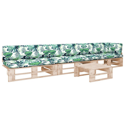 Set Divani in Pallet con Cuscini 4 pz in Pino Impregnato