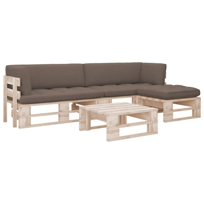 Set Divani in Pallet con Cuscini 4 pz in Pino Impregnato
