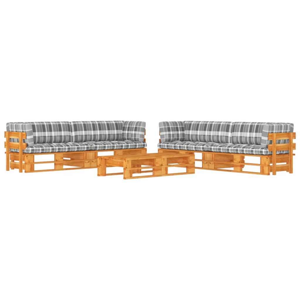 Set Salotto Pallet 6 pz Marrone Ambra Legno di Pino Impregnato