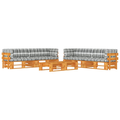 Set Salotto Pallet 6 pz Marrone Ambra Legno di Pino Impregnato