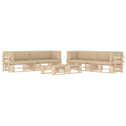 Set Divani in Pallet con Cuscini 6 pz in Pino Impregnato