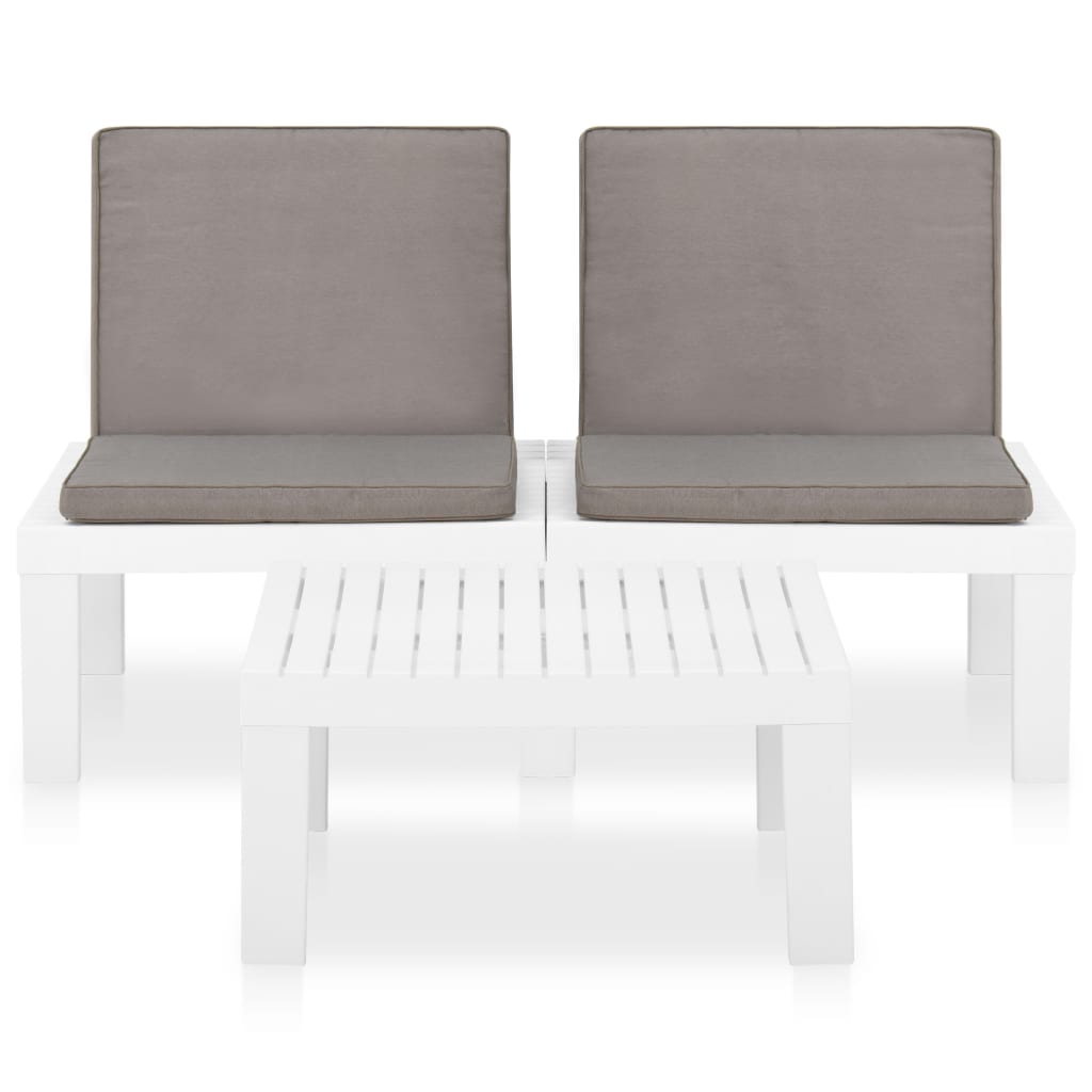 Set Divani da Giardino con Cuscini 2 pz in Plastica Bianco