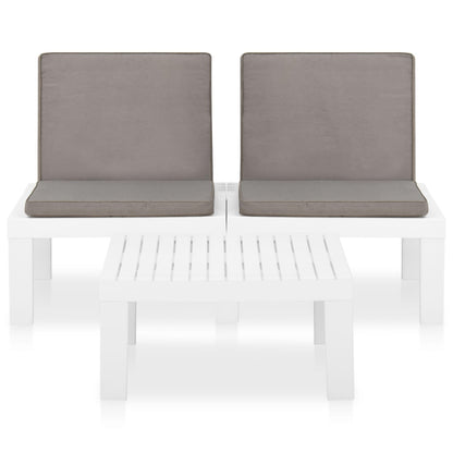 Set Divani da Giardino con Cuscini 2 pz in Plastica Bianco