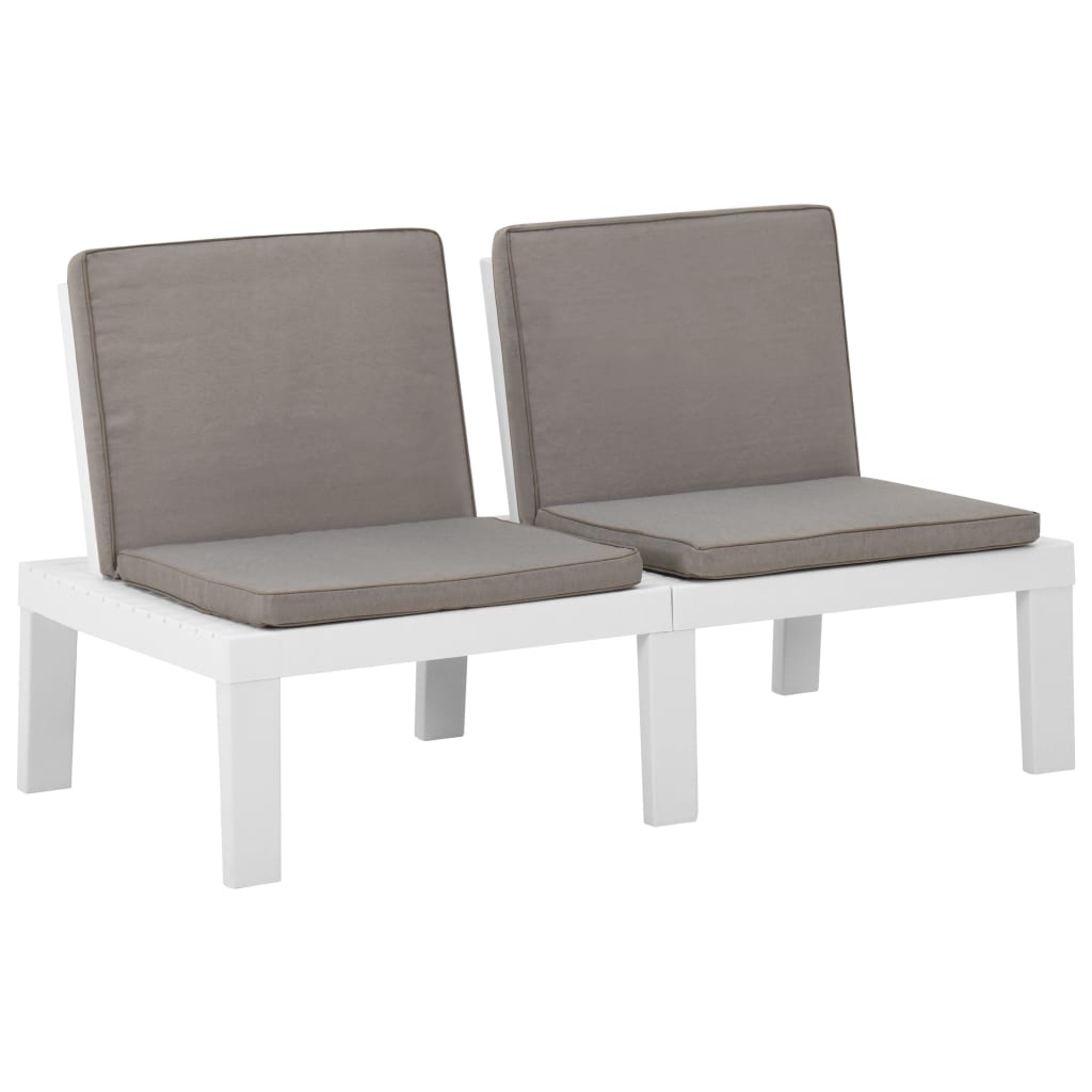 Set Divani da Giardino con Cuscini 2 pz in Plastica Bianco