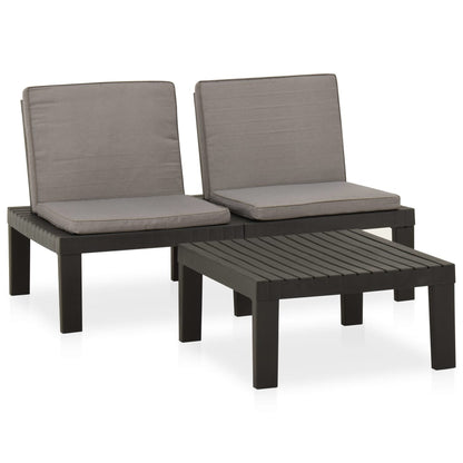 Set Divani da Giardino con Cuscini 2 pz in Plastica Grigio