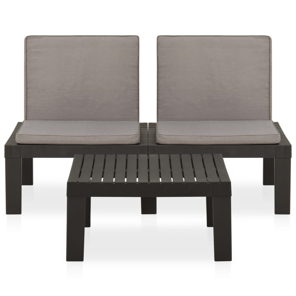 Set Divani da Giardino con Cuscini 2 pz in Plastica Grigio