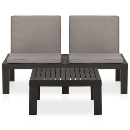 Set Divani da Giardino con Cuscini 2 pz in Plastica Grigio