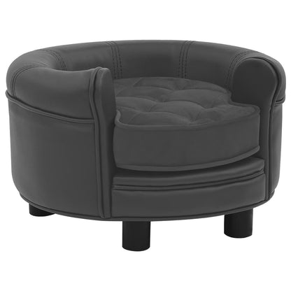 Divano per Cani Grigio Scuro 48x48x32cm in Peluche e Similpelle