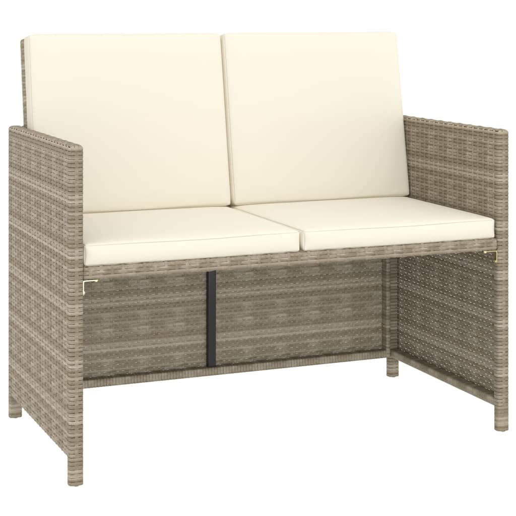 Set da Pranzo da Giardino 6 pz con Cuscini in Polyrattan Beige