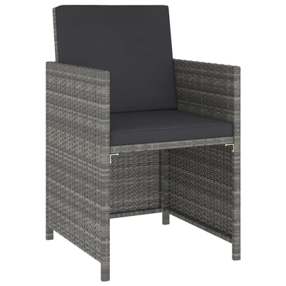 Set Pranzo da Giardino 6 pz Polyrattan e Legno d'Acacia Grigio