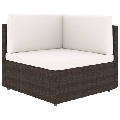 Set Divani da Giardino 5 pz con Cuscini in Polyrattan Marrone