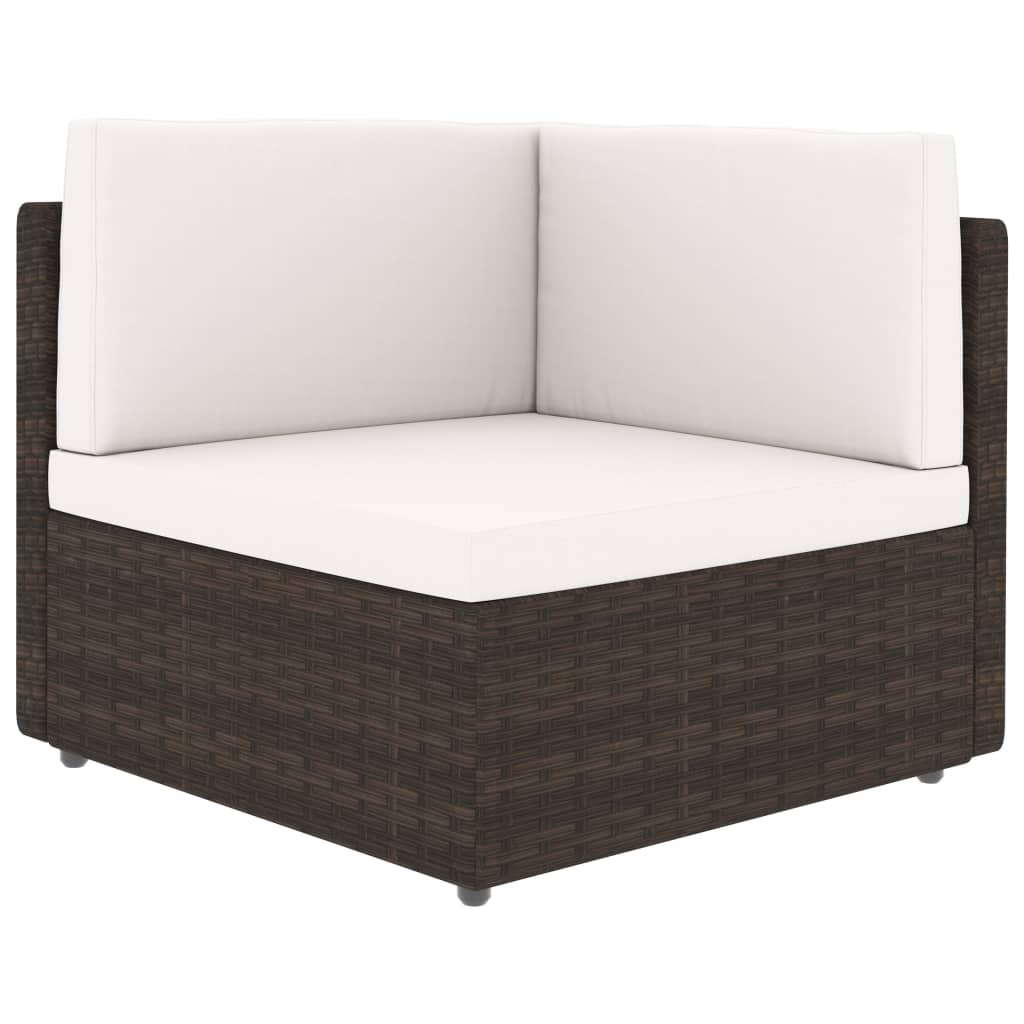 Set Divani da Giardino 5 pz con Cuscini in Polyrattan Marrone
