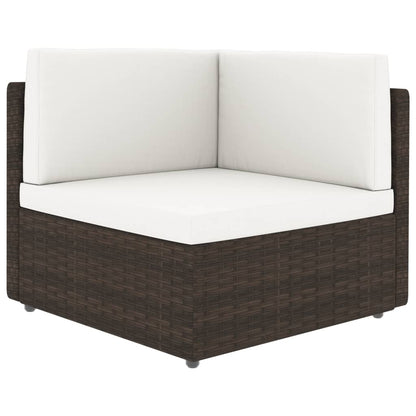 Set Divani da Giardino 8 pz con Cuscini in Polyrattan Marrone