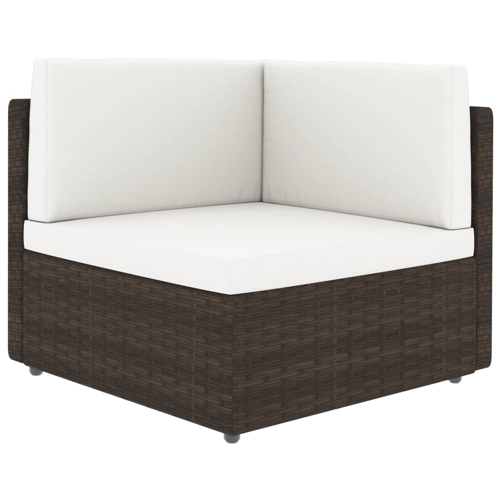 Set Divani da Giardino 10 pz con Cuscini in Polyrattan Marrone