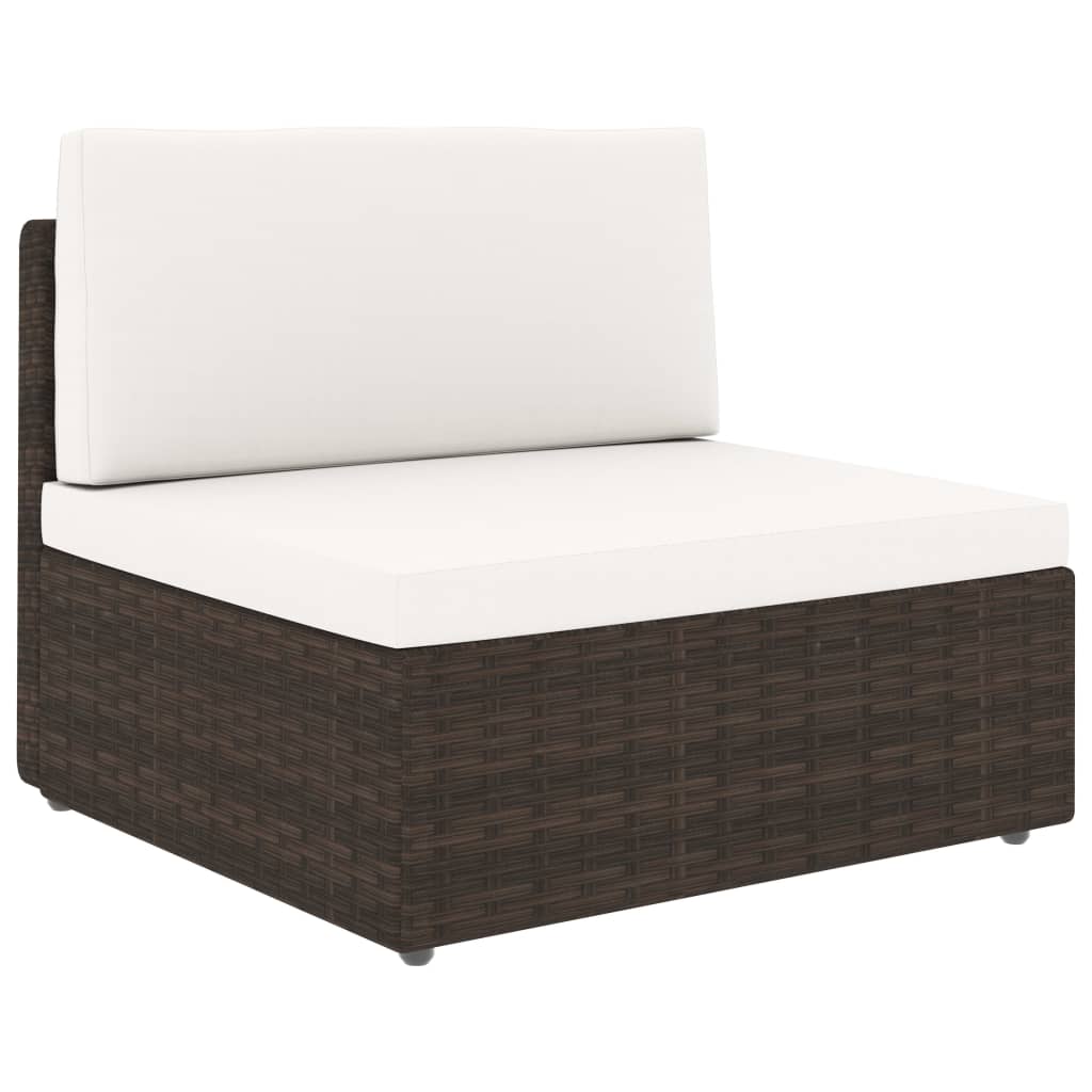 Set Divani da Giardino 12 pz con Cuscini in Polyrattan Marrone