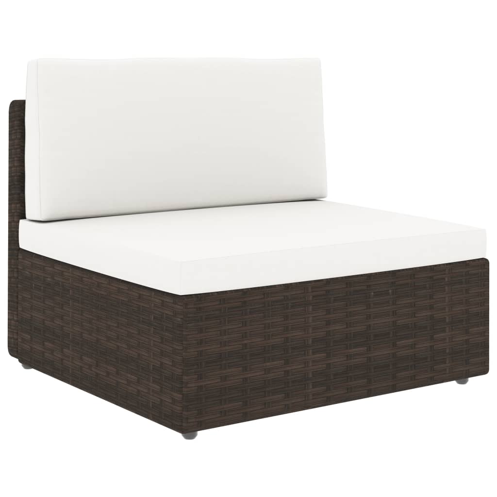 Set Divani da Giardino 11 pz con Cuscini in Polyrattan Marrone