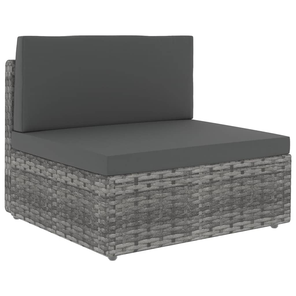 Set Divani da Giardino 10pz con Cuscini in Polyrattan Grigio