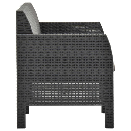 Divano da Giardino 2 Posti con Cuscini in Rattan PP Antracite