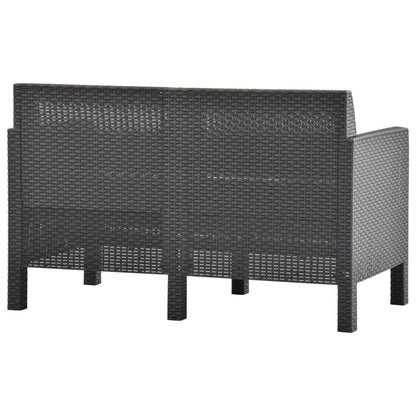 Divano da Giardino 2 Posti con Cuscini in Rattan PP Antracite