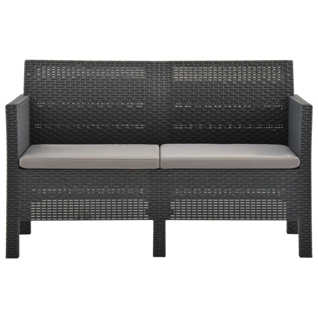 Set Divani da Giardino 4 pz con Cuscini in Rattan PP Antracite