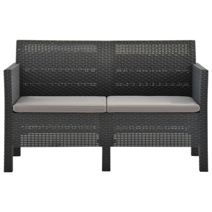 Set Divani da Giardino 4 pz con Cuscini in Rattan PP Antracite