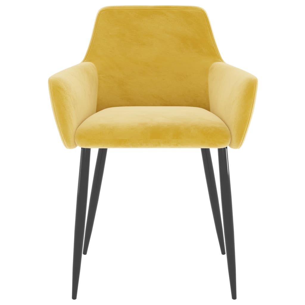 Sedie da Pranzo 6 pz Giallo Senape in Velluto