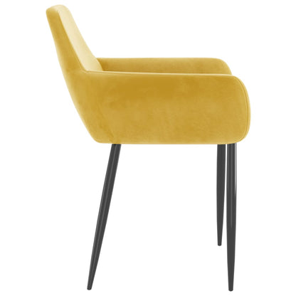 Sedie da Pranzo 6 pz Giallo Senape in Velluto