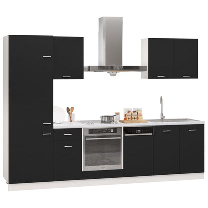 Set Armadi da Cucina 7 pz Nero in Truciolato