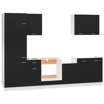 Set Armadi da Cucina 7 pz Nero in Truciolato