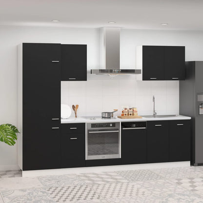 Set Armadi da Cucina 7 pz Nero in Truciolato