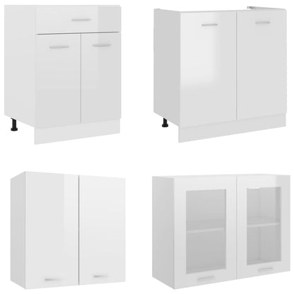 Set Armadi da Cucina 4 pz Bianco Lucido in Truciolato