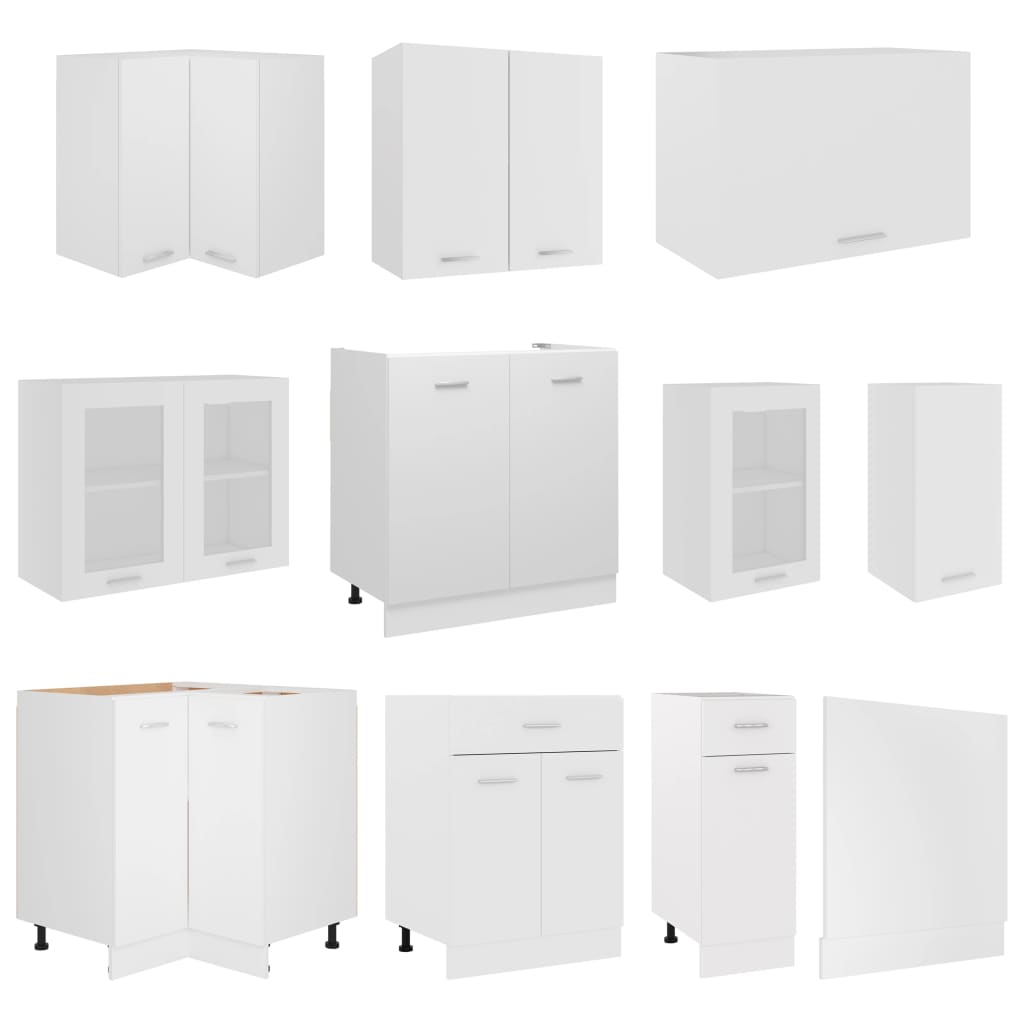 Set Armadi da Cucina 11 pz Bianco in Truciolato