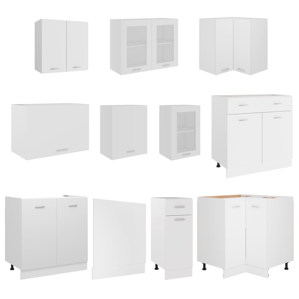 Set Armadi da Cucina 11 pz Bianco in Truciolato