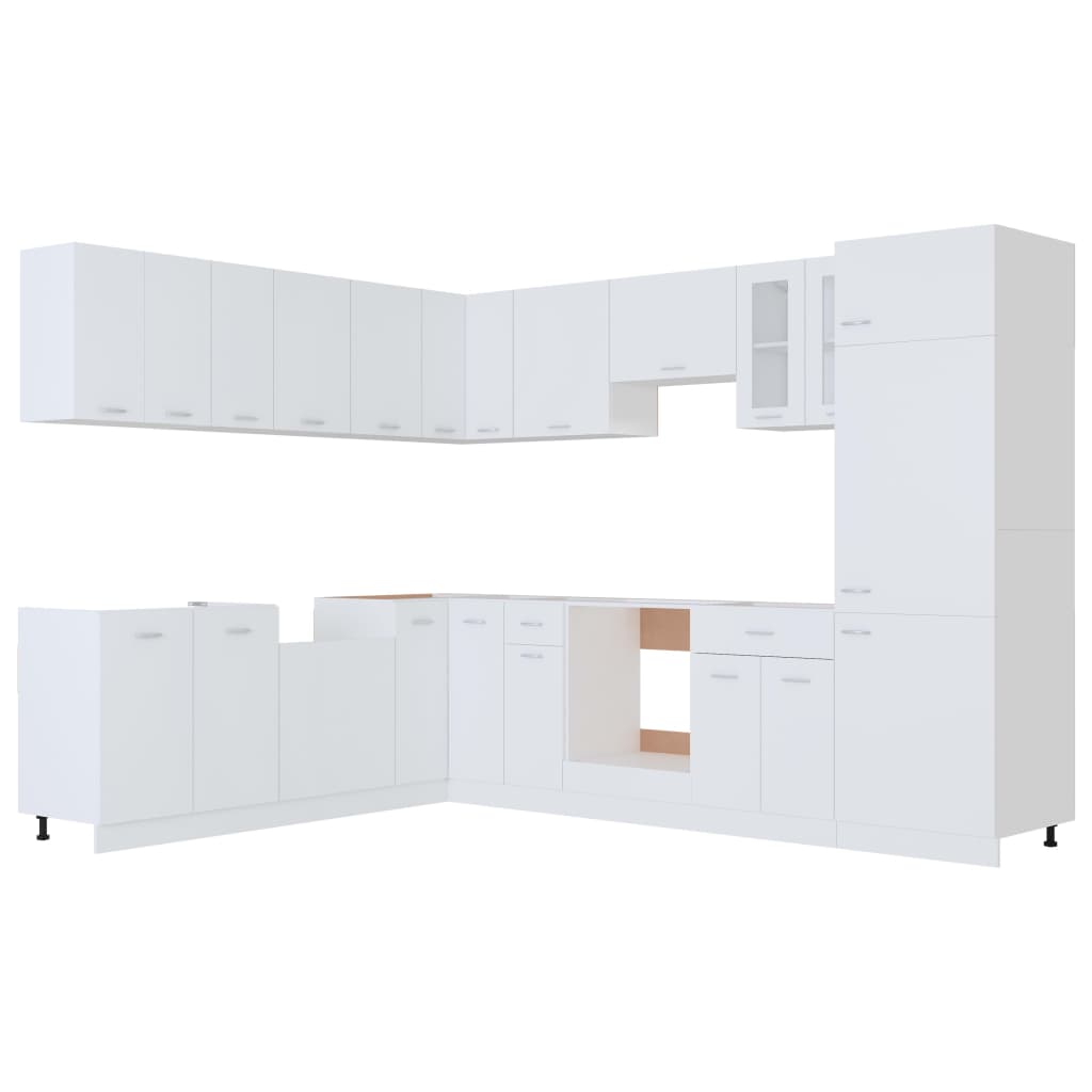 Set Armadi da Cucina 14 pz Bianco in Truciolato